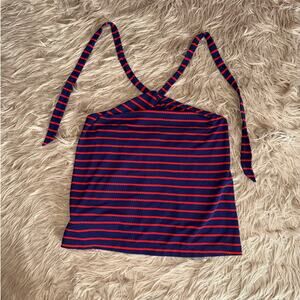 New Ann Taylor Nautical Tie Back Halter Top Women's size L